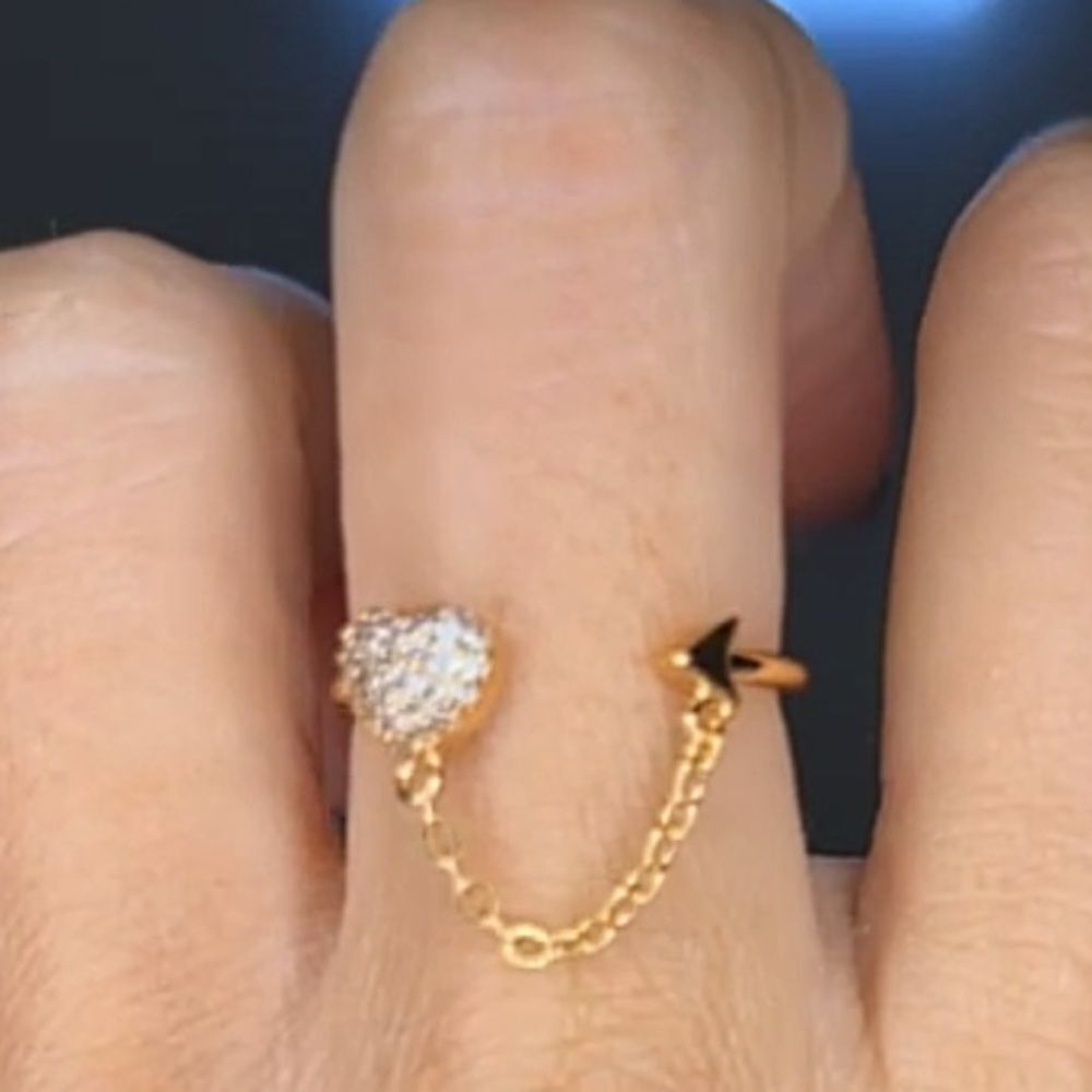 NWB Adjustable Rose Gold Plated Cupid’s Arrow Ring Heart & Arrow Chain Design